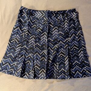 Ann Taylor Black, White And Royal Blue Polka Dot Skater Skirt
